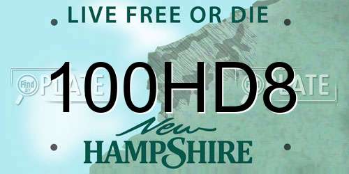 100HD8 New Hampshire License Plate