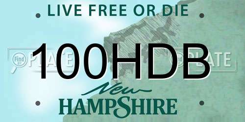 100HDB New Hampshire License Plate