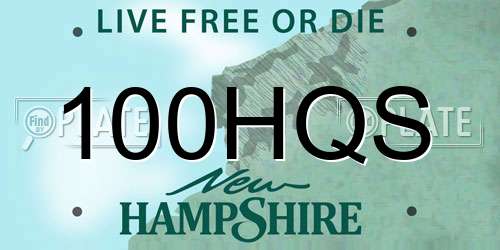 100HQS New Hampshire License Plate