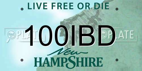 100IBD New Hampshire License Plate