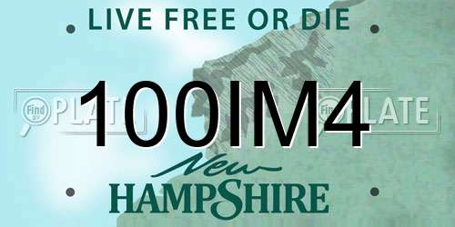 100IM4 New Hampshire License Plate
