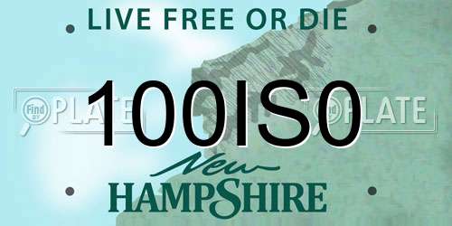 100IS0 New Hampshire License Plate