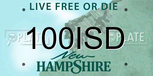 100ISD New Hampshire License Plate