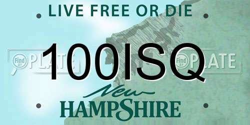 100ISQ New Hampshire License Plate