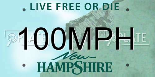 100MPH New Hampshire License Plate