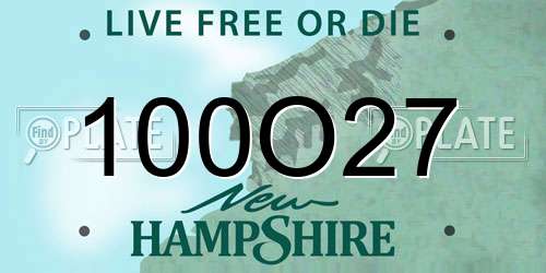 100O27 New Hampshire License Plate