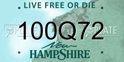 100Q72 New Hampshire License Plate