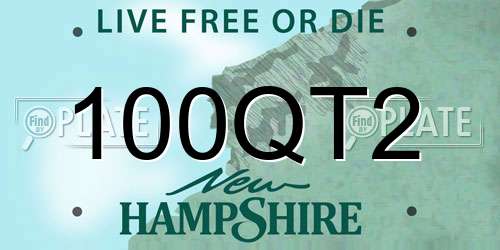 100QT2 New Hampshire License Plate