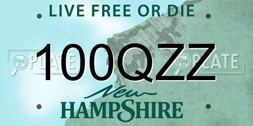 100QZZ New Hampshire License Plate