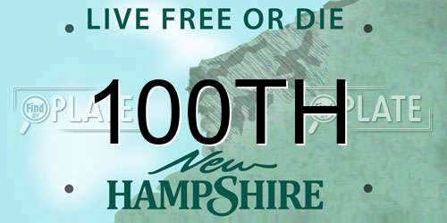 100TH New Hampshire License Plate