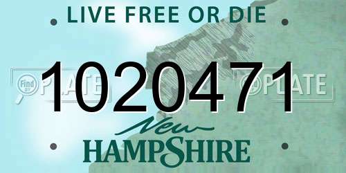 1020471 New Hampshire License Plate