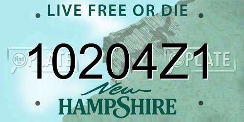 10204Z1 New Hampshire License Plate