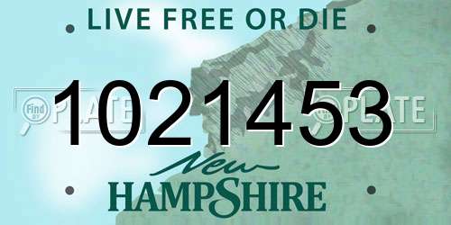 1021453 New Hampshire License Plate