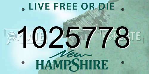 1025778 New Hampshire License Plate
