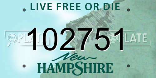 102751 New Hampshire License Plate