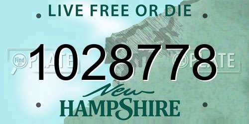 1028778 New Hampshire License Plate