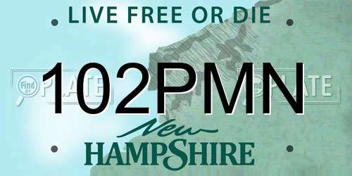 102PMN New Hampshire License Plate