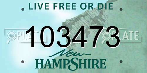 103473 New Hampshire License Plate