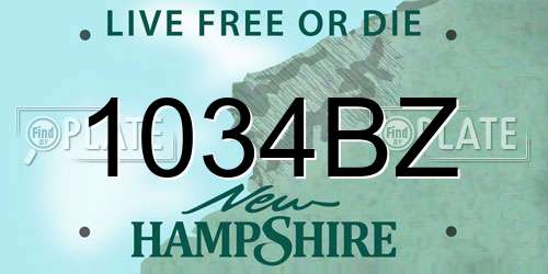 1034BZ New Hampshire License Plate