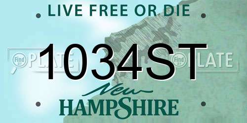 1034ST New Hampshire License Plate