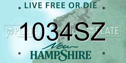 1034SZ New Hampshire License Plate