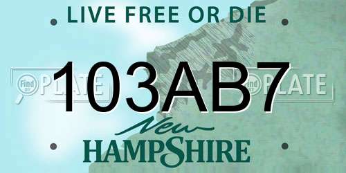 103AB7 New Hampshire License Plate