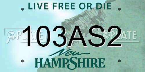 103AS2 New Hampshire License Plate