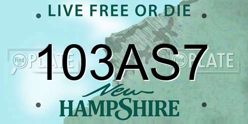 103AS7 New Hampshire License Plate