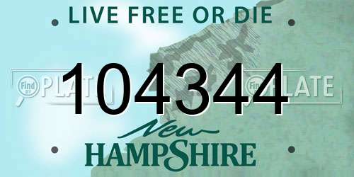 104344 New Hampshire License Plate