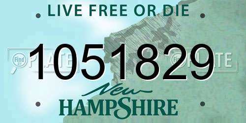 1051829 New Hampshire License Plate