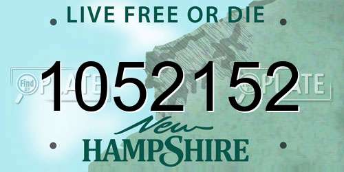 1052152 New Hampshire License Plate