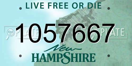 1057667 New Hampshire License Plate