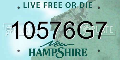 10576G7 New Hampshire License Plate