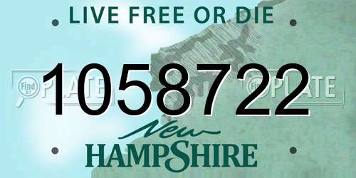 1058722 New Hampshire License Plate