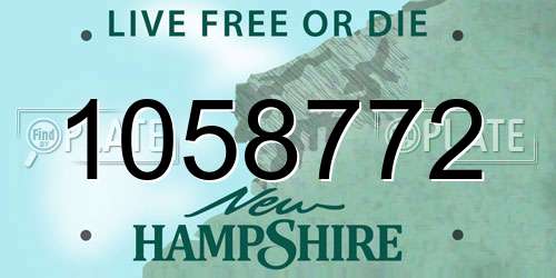 1058772 New Hampshire License Plate