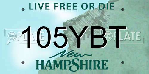 105YBT New Hampshire License Plate