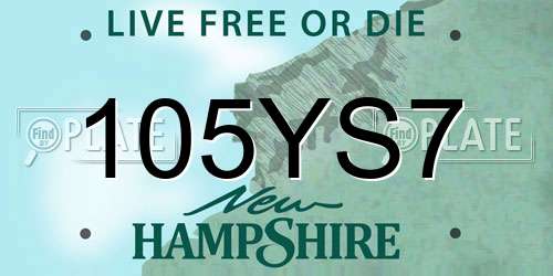105YS7 New Hampshire License Plate