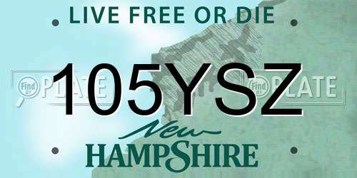 105YSZ New Hampshire License Plate