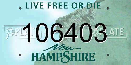 106403 New Hampshire License Plate