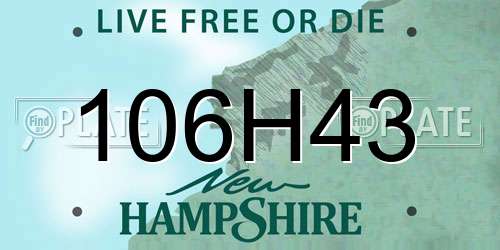 106H43 New Hampshire License Plate