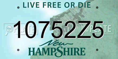 10752Z5 New Hampshire License Plate