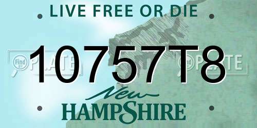 10757T8 New Hampshire License Plate