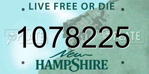 1078225 New Hampshire License Plate