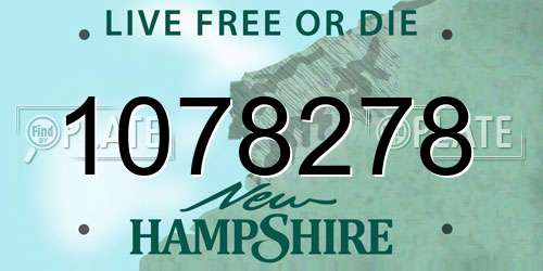1078278 New Hampshire License Plate