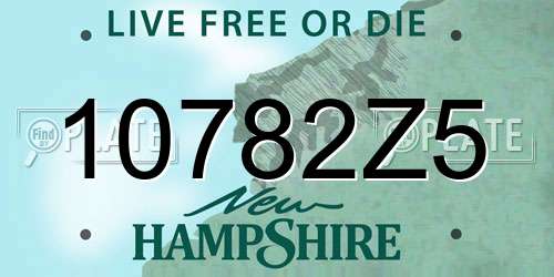 10782Z5 New Hampshire License Plate