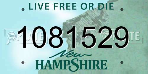 1081529 New Hampshire License Plate