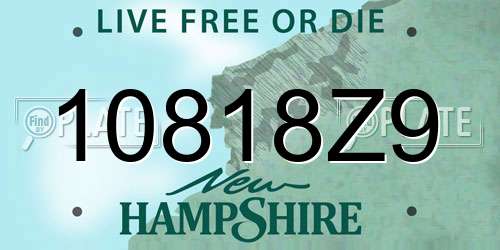 10818Z9 New Hampshire License Plate