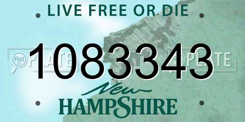1083343 New Hampshire License Plate
