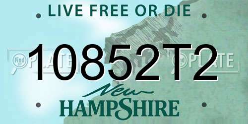 10852T2 New Hampshire License Plate