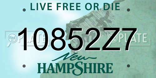 10852Z7 New Hampshire License Plate